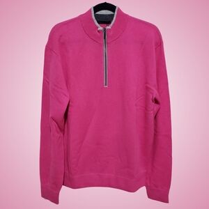 Greyson Sebonack Sweater Quarter Zip Wool, Cashmere Men Large Sasanqua NWT!